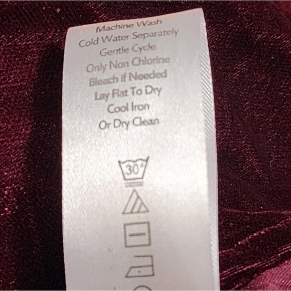 Karyn Seo Velvet V-Neck Tunic Women Long Sleeve Relaxed Burgundy Medium - Picture 4 of 9